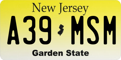 NJ license plate A39MSM