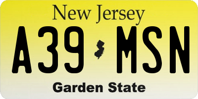 NJ license plate A39MSN