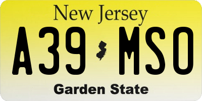 NJ license plate A39MSO