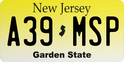 NJ license plate A39MSP