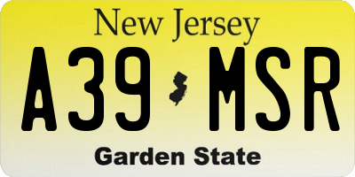NJ license plate A39MSR