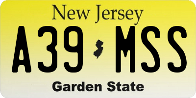 NJ license plate A39MSS