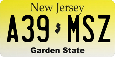 NJ license plate A39MSZ