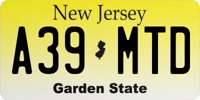 NJ license plate A39MTD