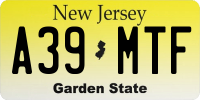 NJ license plate A39MTF
