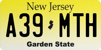 NJ license plate A39MTH