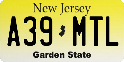 NJ license plate A39MTL