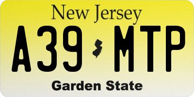 NJ license plate A39MTP