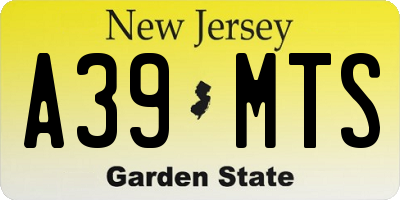 NJ license plate A39MTS