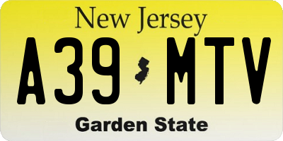 NJ license plate A39MTV