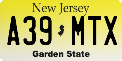NJ license plate A39MTX