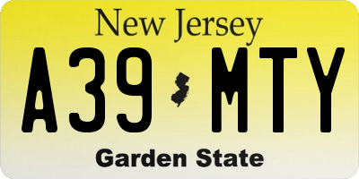 NJ license plate A39MTY