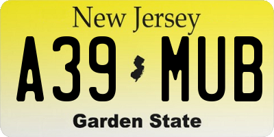 NJ license plate A39MUB
