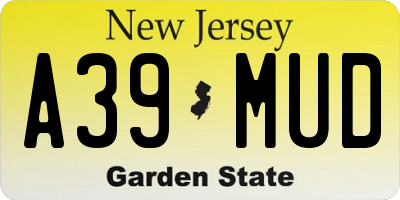 NJ license plate A39MUD