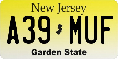 NJ license plate A39MUF