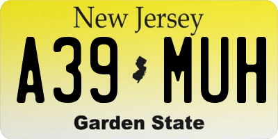 NJ license plate A39MUH