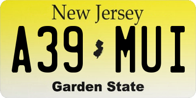 NJ license plate A39MUI