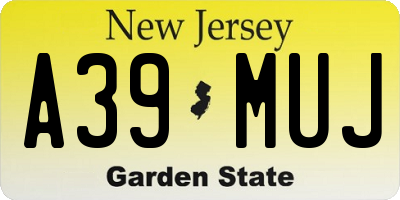 NJ license plate A39MUJ