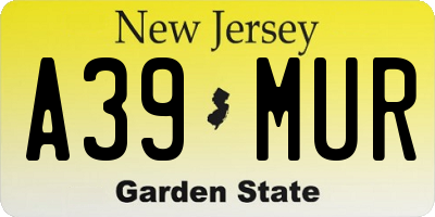 NJ license plate A39MUR