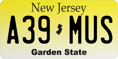NJ license plate A39MUS