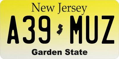 NJ license plate A39MUZ