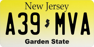 NJ license plate A39MVA