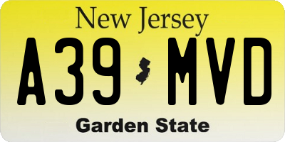 NJ license plate A39MVD