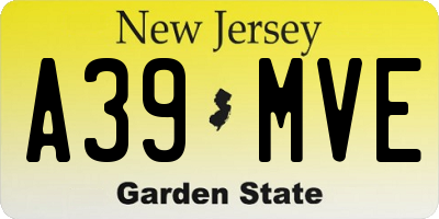 NJ license plate A39MVE