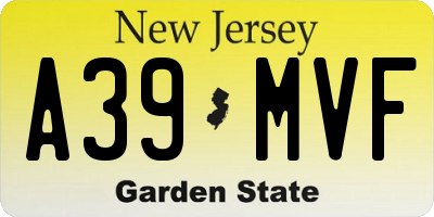 NJ license plate A39MVF