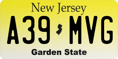 NJ license plate A39MVG