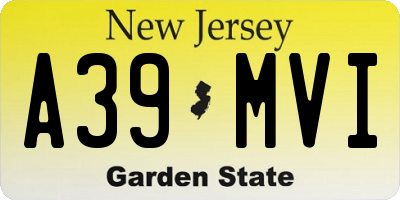 NJ license plate A39MVI