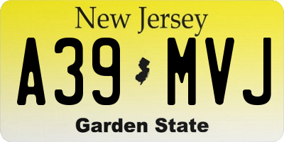NJ license plate A39MVJ