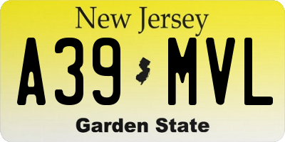 NJ license plate A39MVL