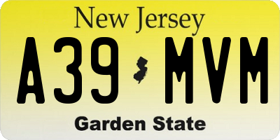 NJ license plate A39MVM