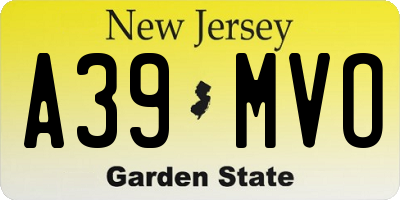 NJ license plate A39MVO