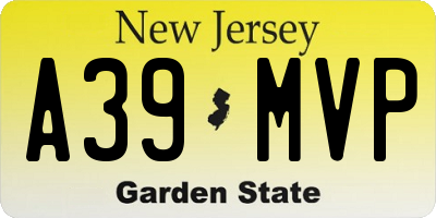 NJ license plate A39MVP