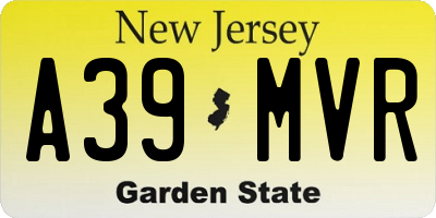 NJ license plate A39MVR