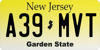 NJ license plate A39MVT