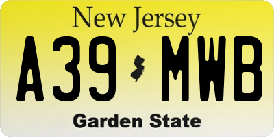 NJ license plate A39MWB