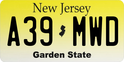 NJ license plate A39MWD