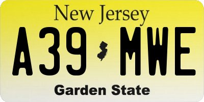 NJ license plate A39MWE