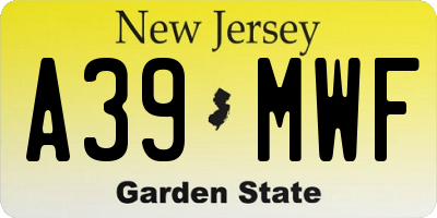 NJ license plate A39MWF