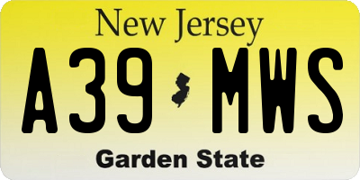NJ license plate A39MWS
