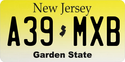 NJ license plate A39MXB
