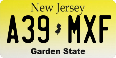 NJ license plate A39MXF