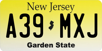 NJ license plate A39MXJ