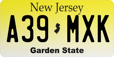 NJ license plate A39MXK