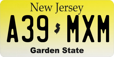 NJ license plate A39MXM
