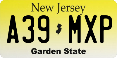 NJ license plate A39MXP