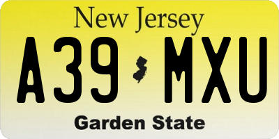 NJ license plate A39MXU